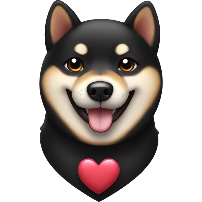 black Shiba inu smiling face with hearts emoji