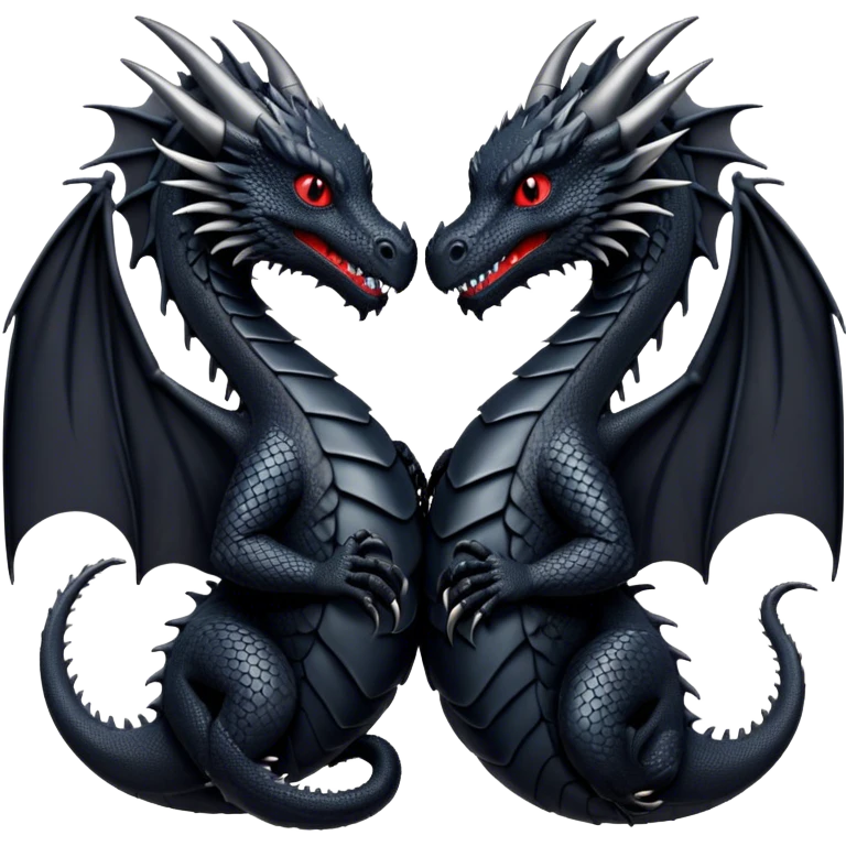 Two black dragons making a heart emoji