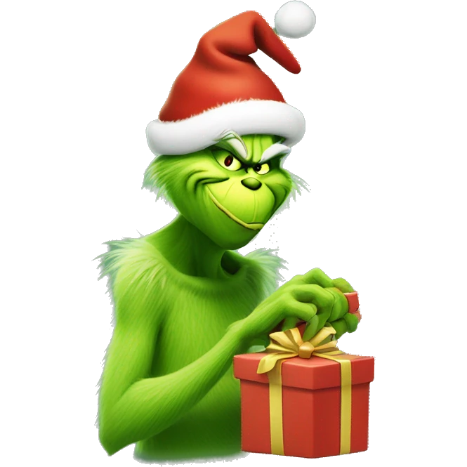 Grinch stealing Christmas gifts emoji