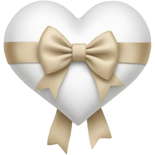 white heart with beige satin bow emoji
