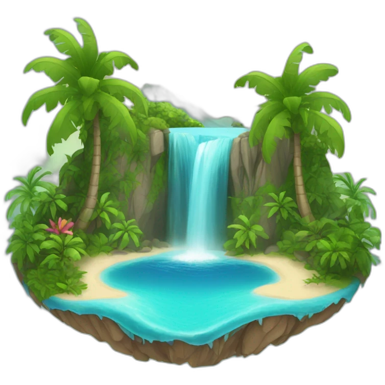 paradise island with a water fall emoji