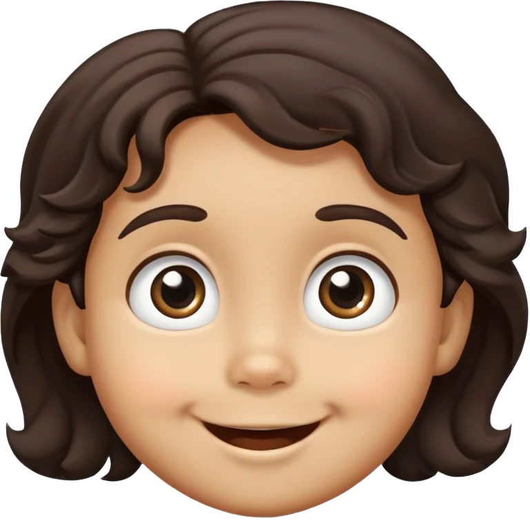 smiling toddler face with big eyes, medium skin tone, and dark wavy hair emoji