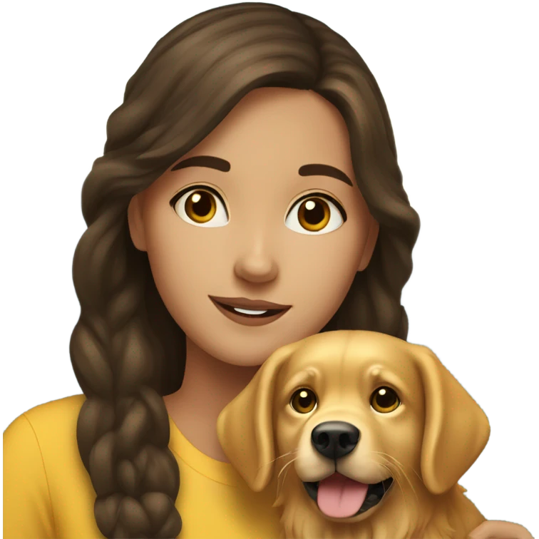 A brunette girl with her golden retriever emoji