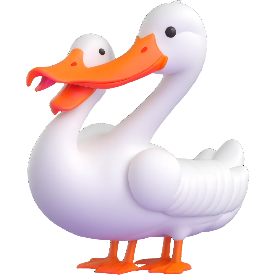 white goose with orange beak and blue eyes emoji