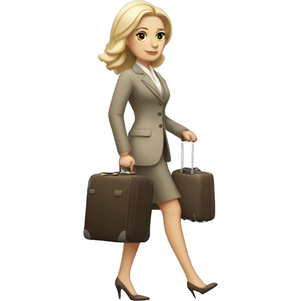 Posh white woman with luggage walking  emoji