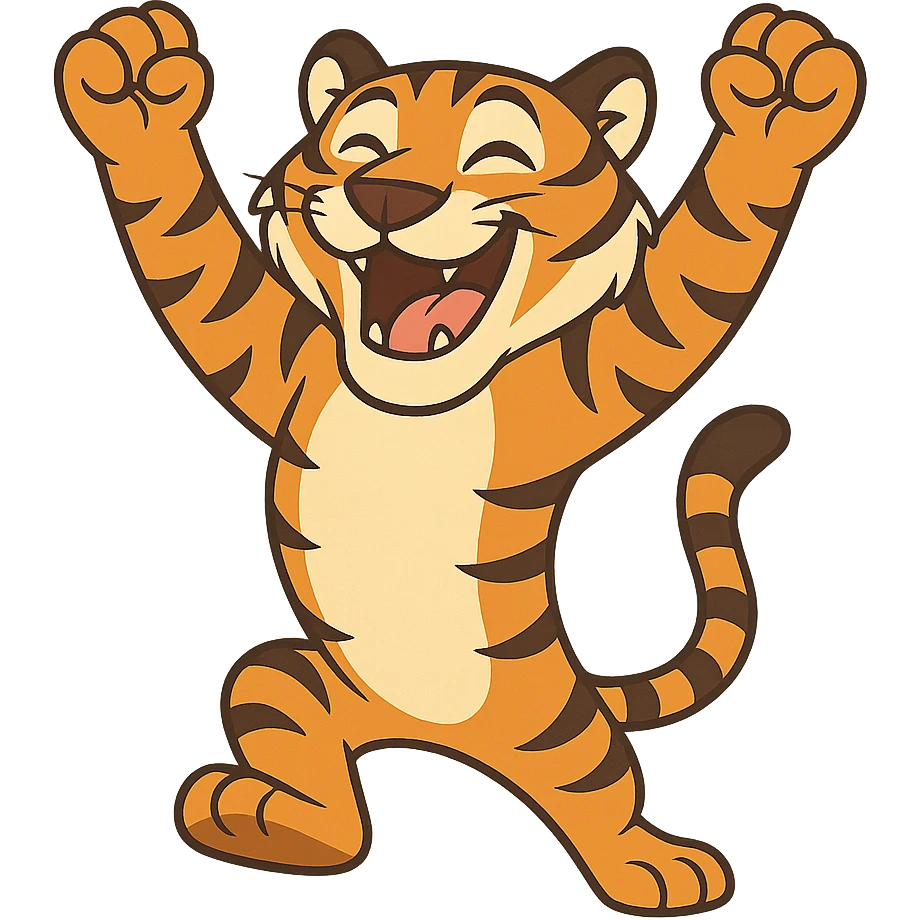 tiger celebrating, variation 3 emoji