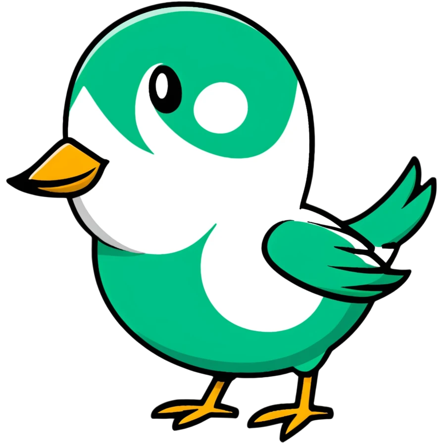 Sophisticated Maya fresco-inspired bird messenger, elegant clean lines, precise geometric shapes, artistic dark green on white emoji