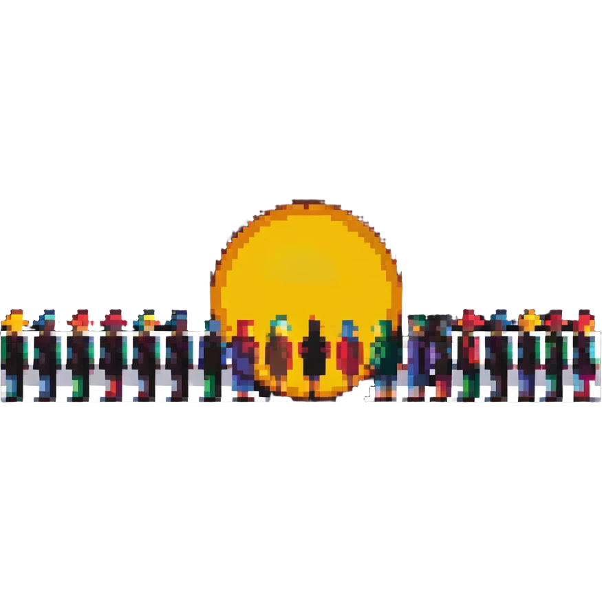 a group of people looking at the sun emoji