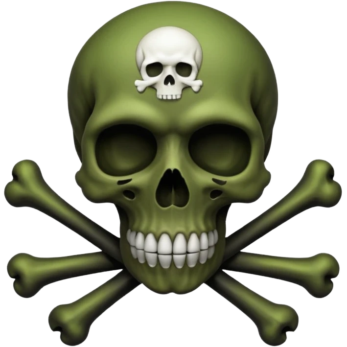 a poisonous cloud of gas, dark swamp color, with an image of a skull and two crossed bones behind the skull emoji