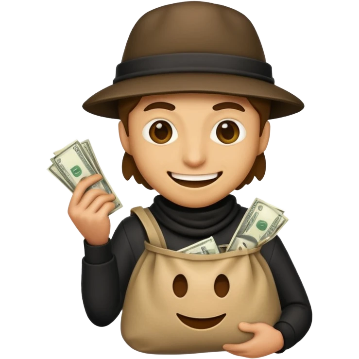 Robber emoji holding a bag of money emoji