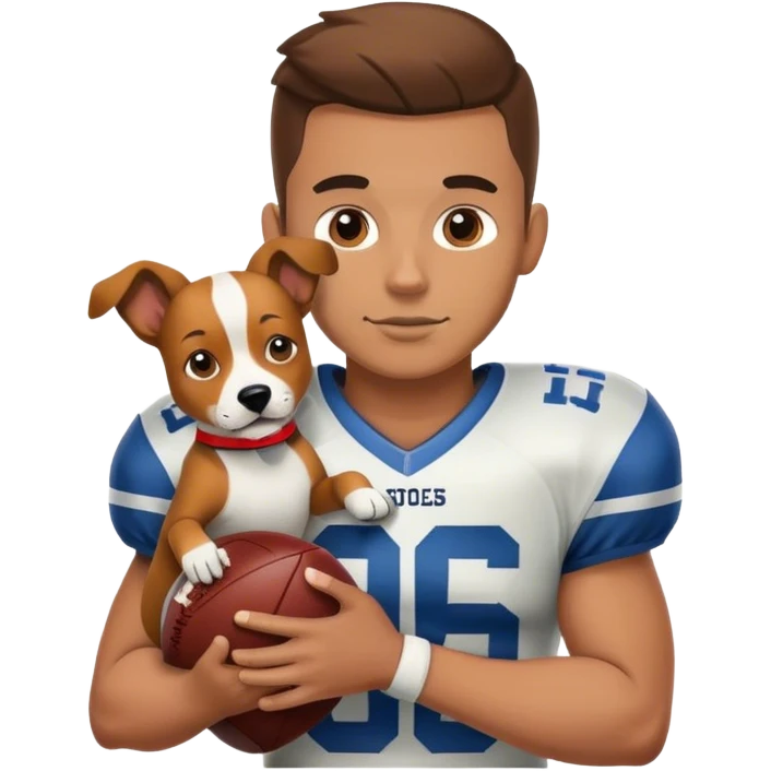 American Football Spieler with a dog in his hands emoji