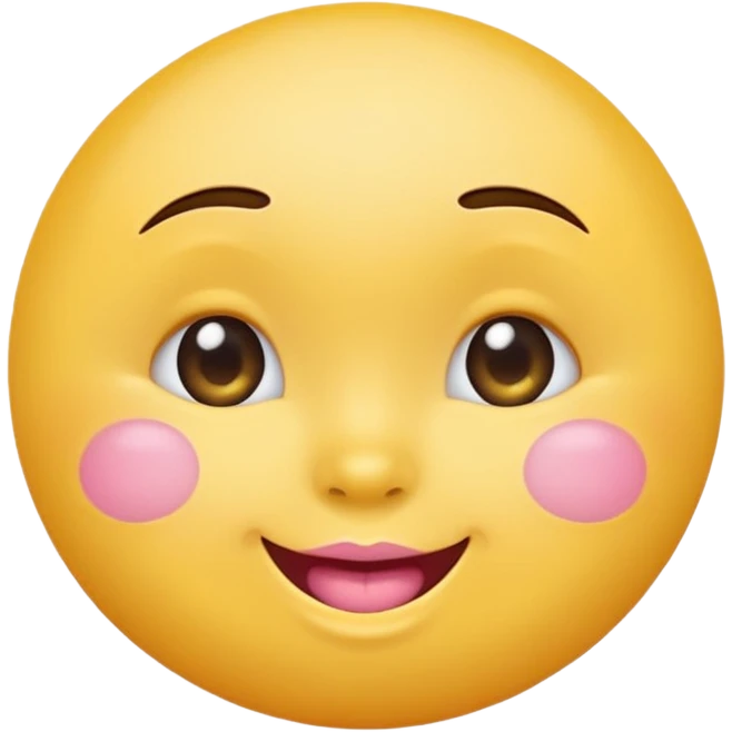 Cute circular emotional emoji with plump light pink lips emoji