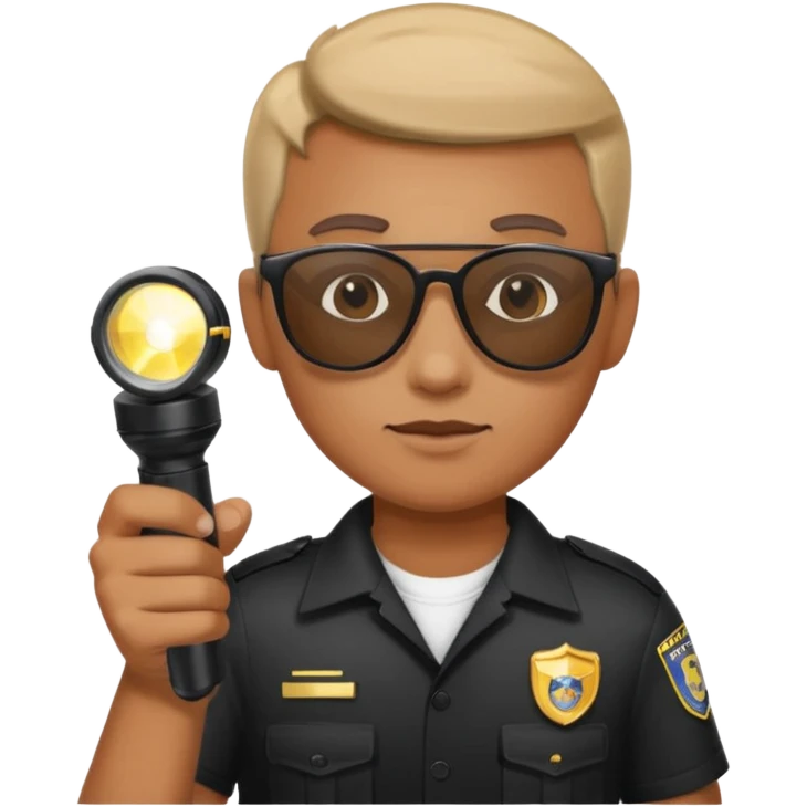 school security, sun glasses, holding flashlight emoji