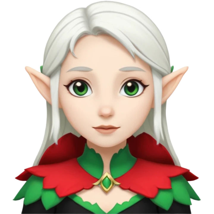 woman elves with white hair black dress  emoji