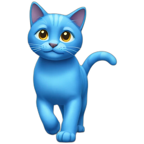 Blue cat walking emoji