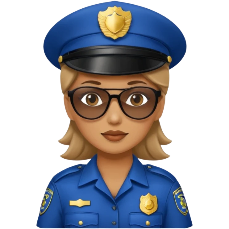 woman police with hair style and hats and sun glasses emoji