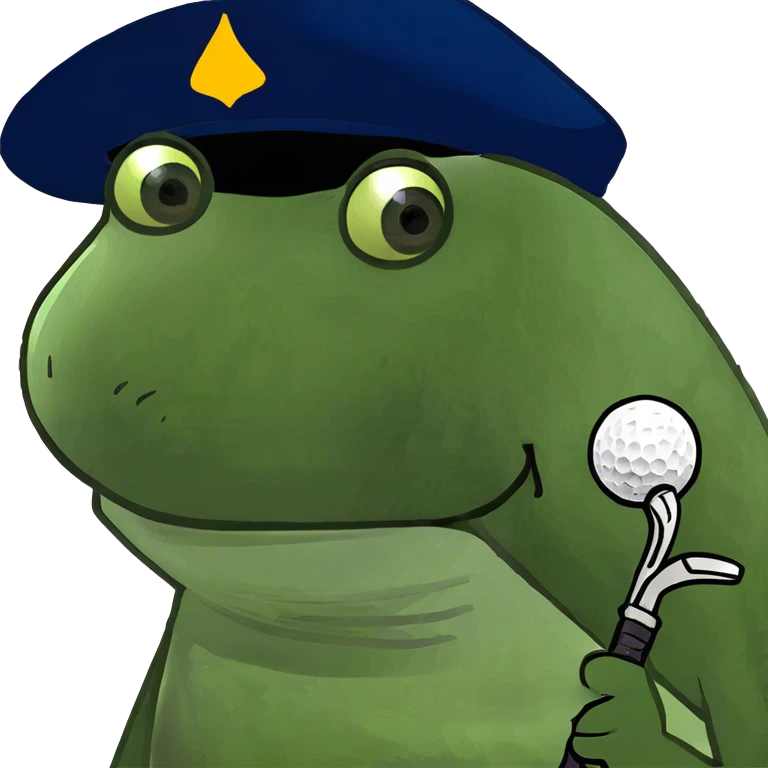 Bufo at work thinking about golf emoji