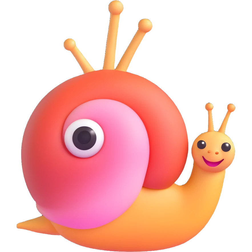 cheerful snail with blushing cheeks 3D emoji style emoji