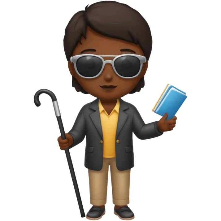 A blind person wearing sunglasses and holding a guide cane emoji