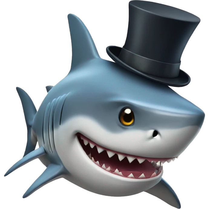 Shark with a top hat emoji