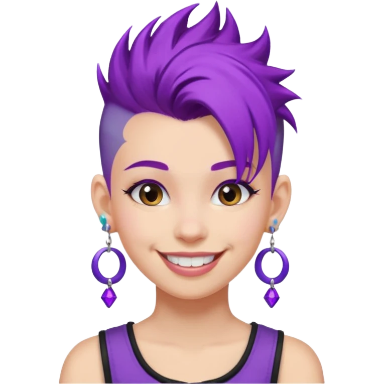 purple hair girl mohawk with earrings emoji