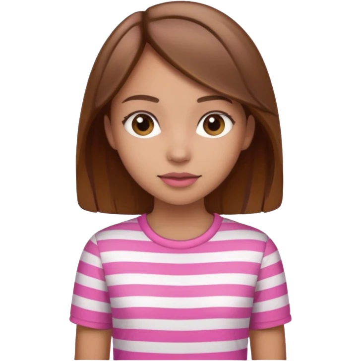 lightskin girl  pink and white striped shirt and brown hair  emoji