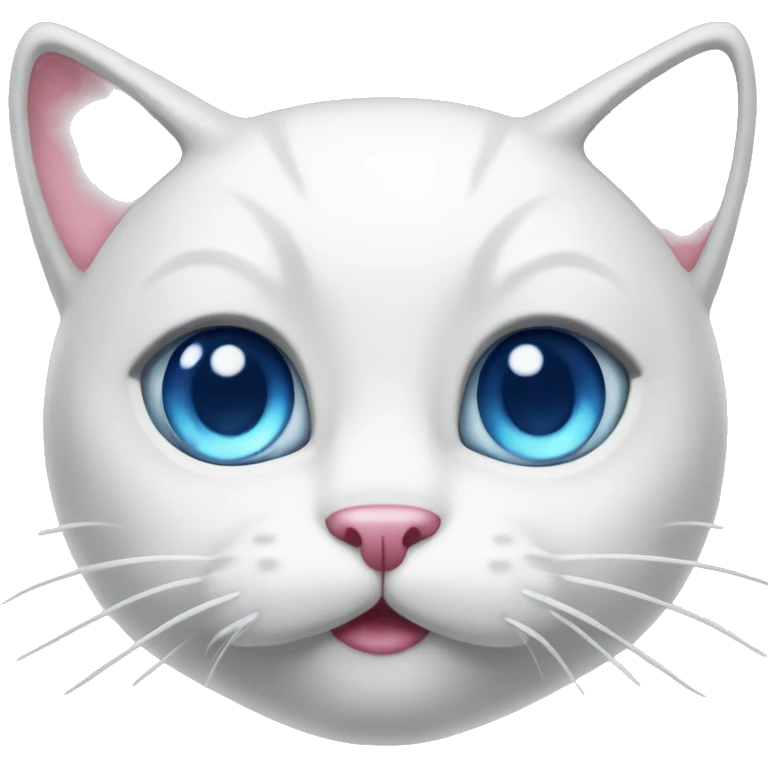 white cat with a pink bow and blue eyes emoji