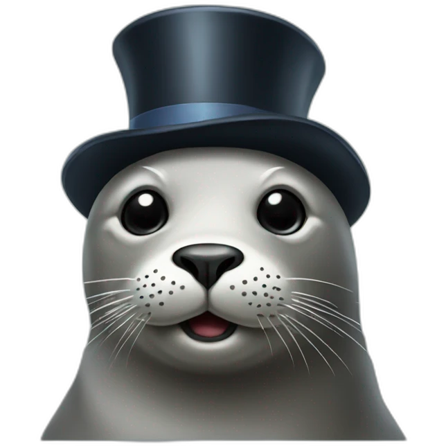 seal wearing top hat emoji