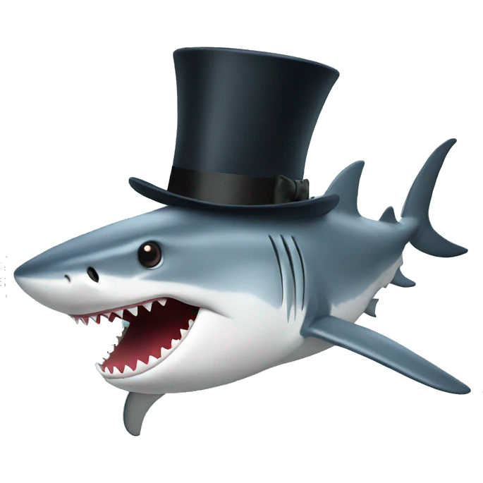 Shark with a top hat emoji