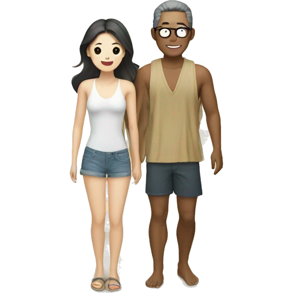 south korea couple in beach emoji