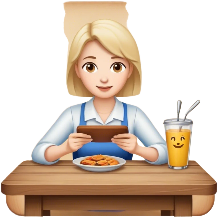 mom sitting at a table ordered food emoji