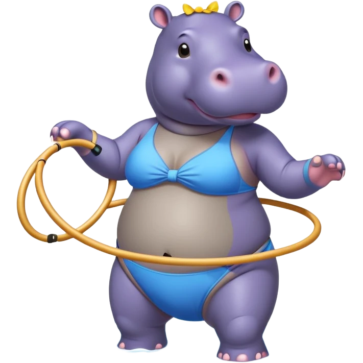 Hula hooping Hippo in a bathing suit  emoji