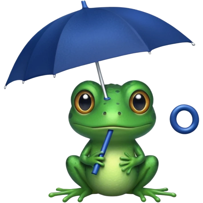 Frog hold small dark blue umbrella emoji