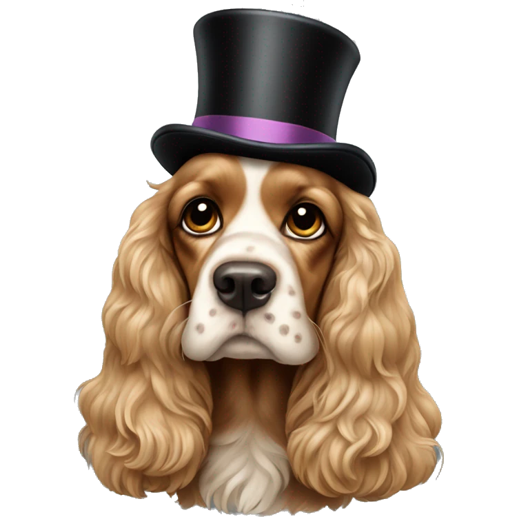 Cocker spaniel wearing a top hat  emoji