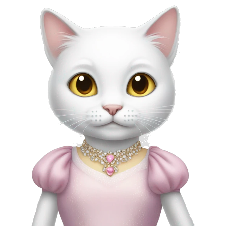 White cat in a princess dress emoji