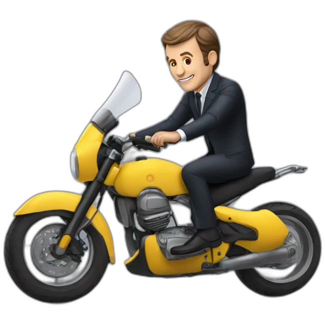Macron sur une moto emoji