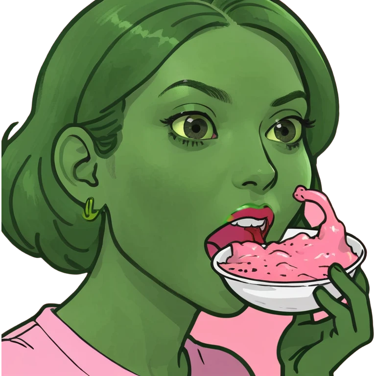 lady girl eating pink slop emoji