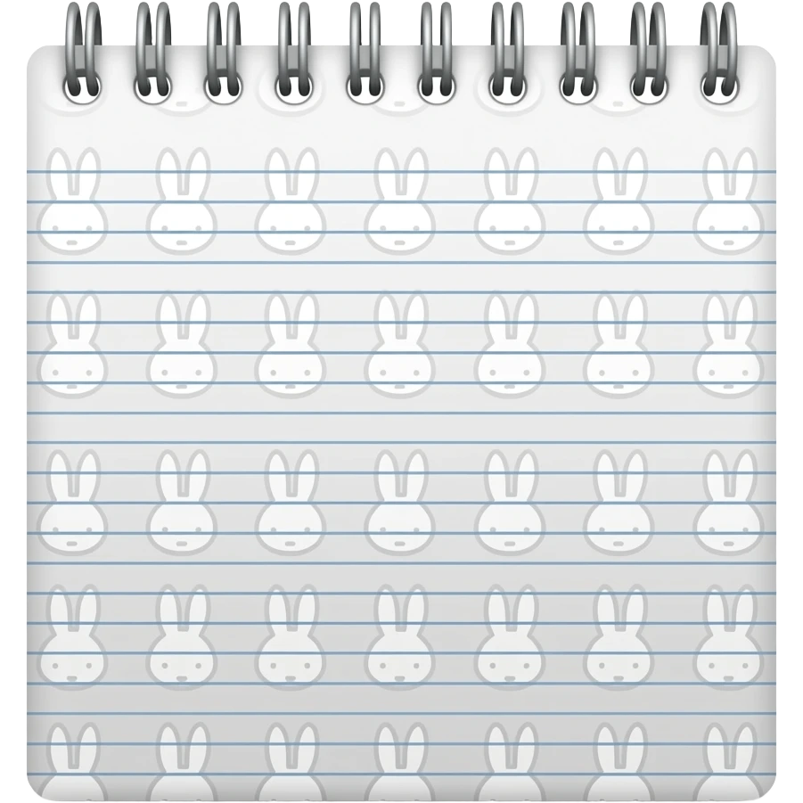 white notepad with small white Miffy prints emoji