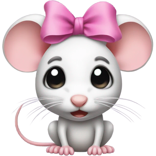 Mouse with pink bow crying  emoji