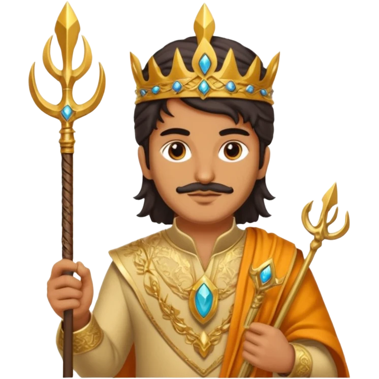 persian with saffron and smartphone, scepter, trident emoji
