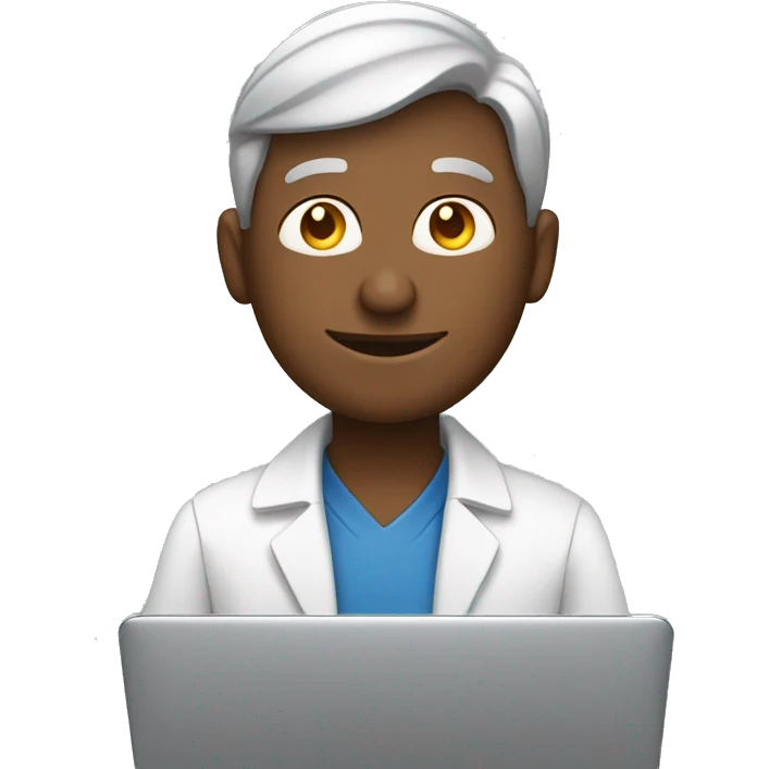 un homme epuisé de travailler sur un laptop emoji