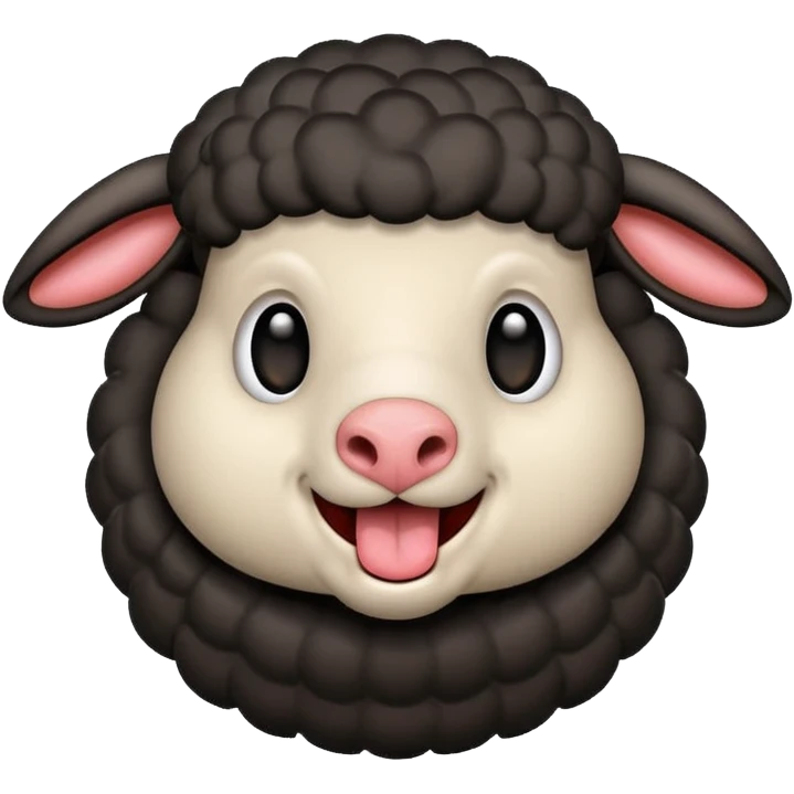 Oveja negra sacando la lengua en actitud de risas emoji