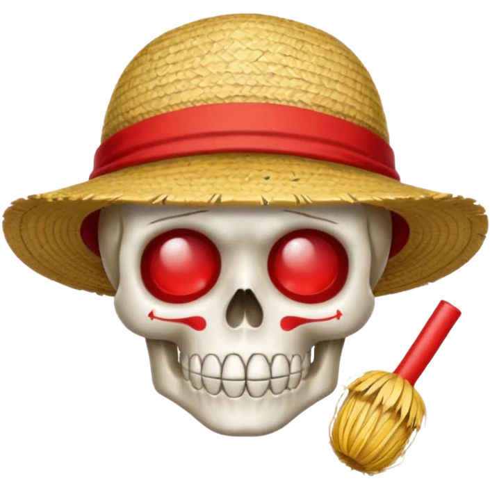 Luffy straw hat logo but.his head is a skull and the line in the hat is red emoji