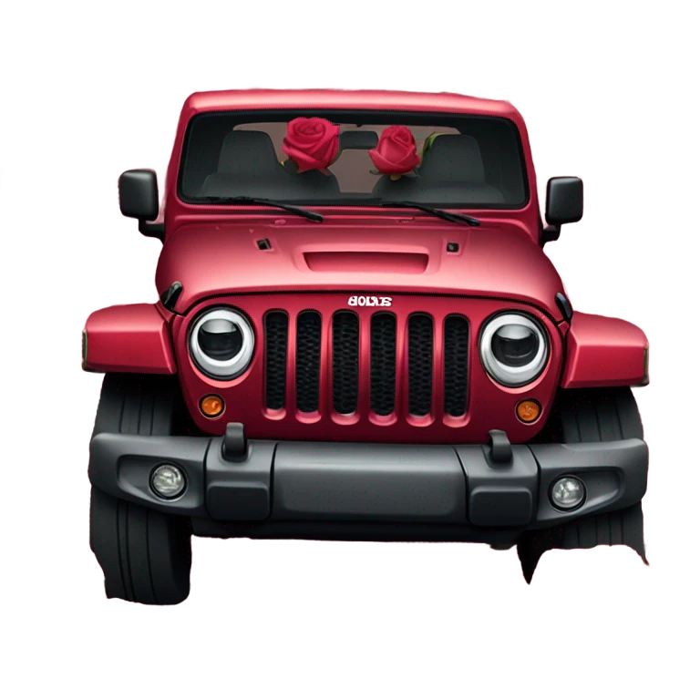 Realistic Red Jeep Gladiator with the truck bed full of different shades of red and pink roses. emoji