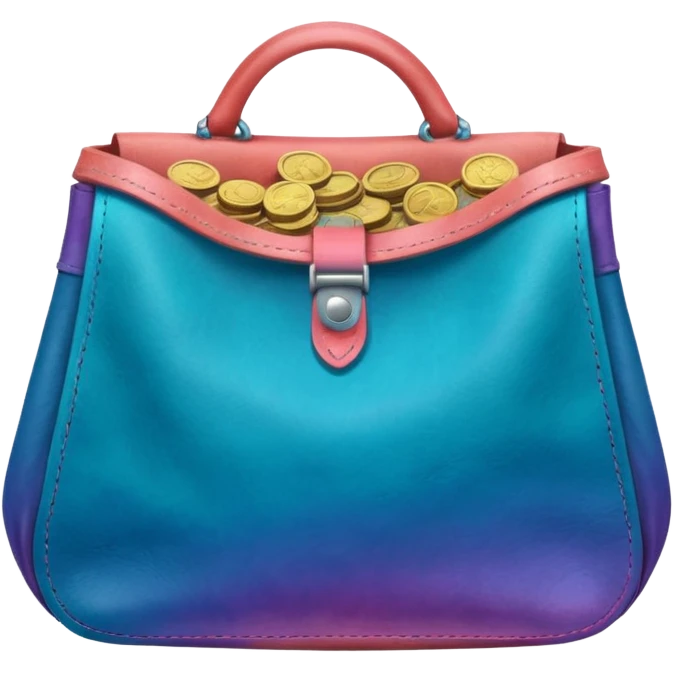 coins inside leather bag

Change coins color in in gradient of turquoise, blue, pink, purple, and coral emoji