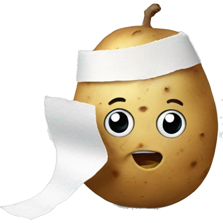 Potato with toilet paper stuck to it emoji