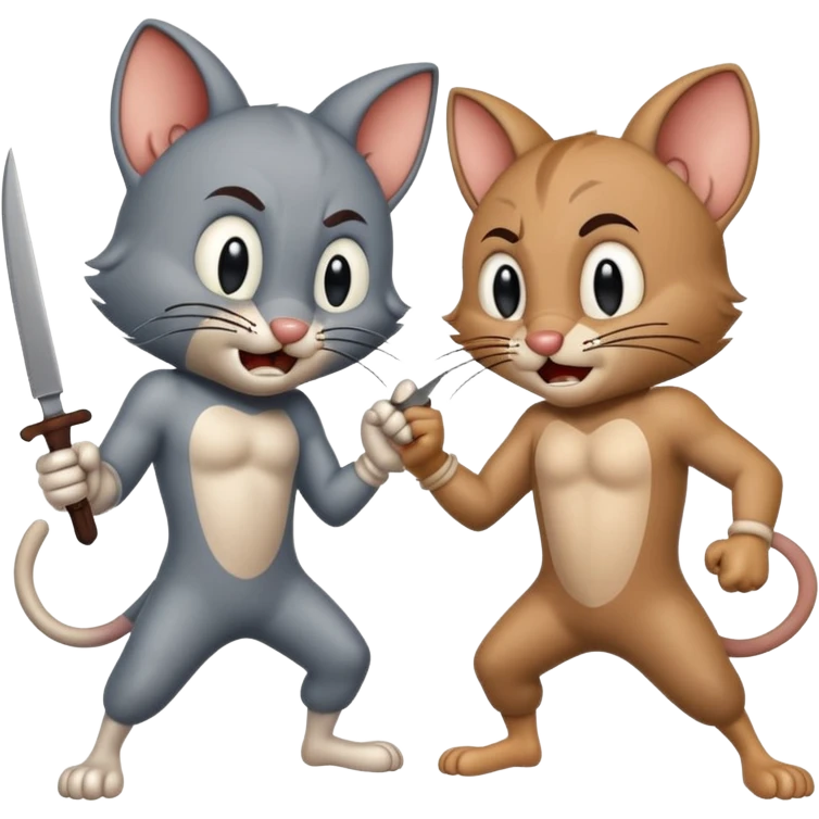 टॉम एंड जेरी चाकू से लड़ते हुवे emoji