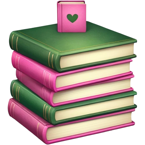 books pink and green emoji