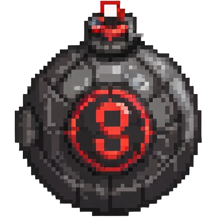 Digital bomb with timer display, round black bomb body, red countdown numbers, pixel art style emoji