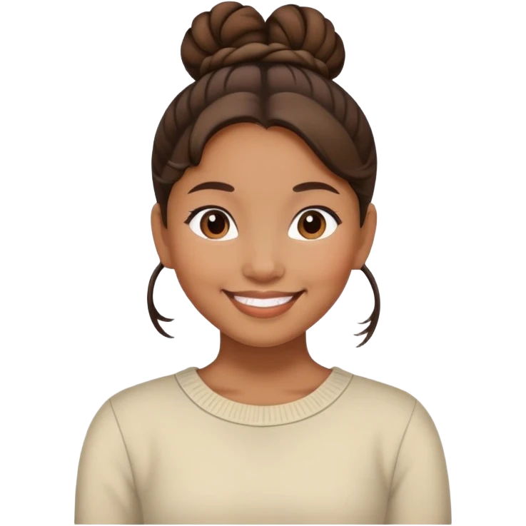 Filipino girl with hair in a bun smiling  emoji